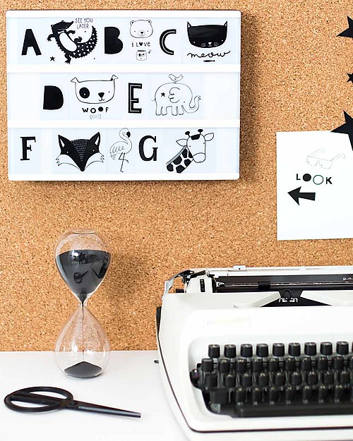 A Little Lovely Company Set Simboli e Lettere per Lightbox, ABC Black Lampade da Comodino