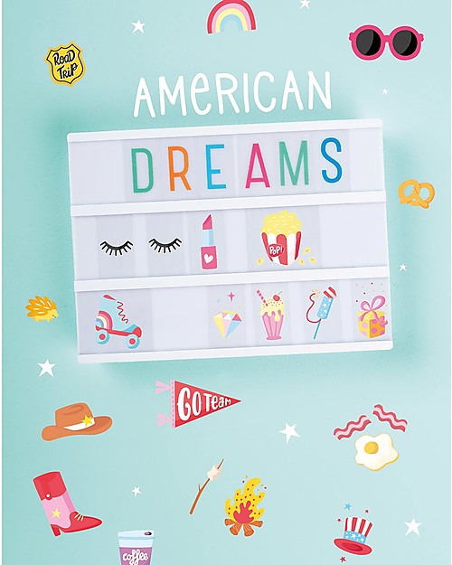 A Little Lovely Company Set Simboli per Lightbox, American Dreams Lampade da Comodino