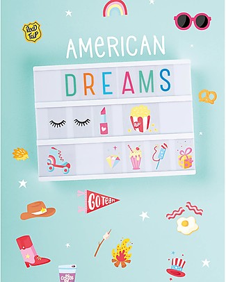 A Little Lovely Company Set Simboli per Lightbox, American Dreams Lampade da Comodino