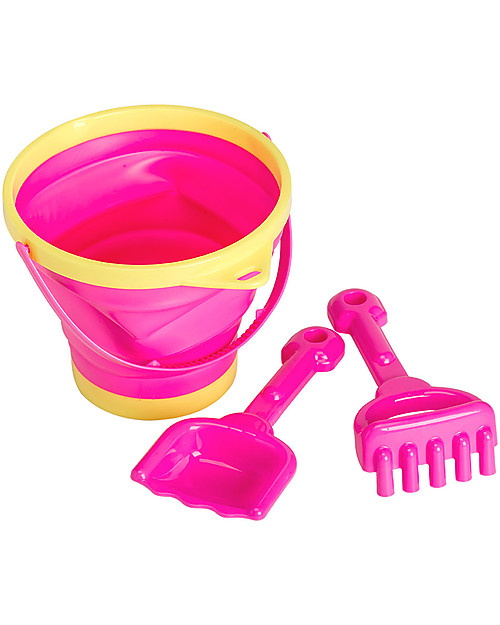 A Little Lovely Company Set Spiaggia: Paletta, Rastrello, Secchiello - Rosa Giochi da Spiaggia