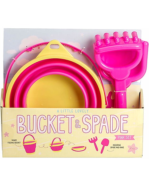 A Little Lovely Company Set Spiaggia: Paletta, Rastrello, Secchiello - Rosa Giochi da Spiaggia