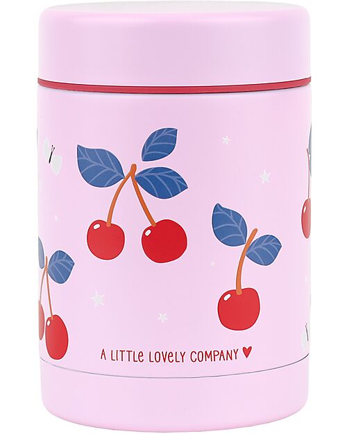 A Little Lovely Company Thermos Porta Cibo in Acciaio Inossidabile - 300 ml - Ciliegie Borracce Termiche