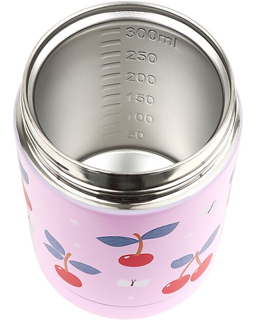 A Little Lovely Company Thermos Porta Cibo in Acciaio Inossidabile - 300 ml - Ciliegie Borracce Termiche