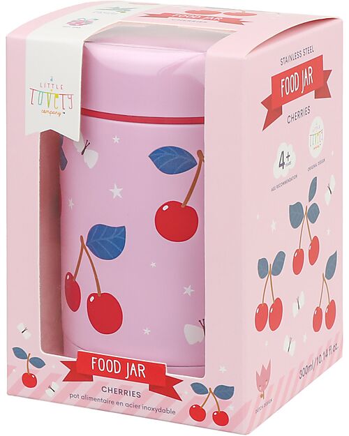 A Little Lovely Company Thermos Porta Cibo in Acciaio Inossidabile - 300 ml - Ciliegie Borracce Termiche
