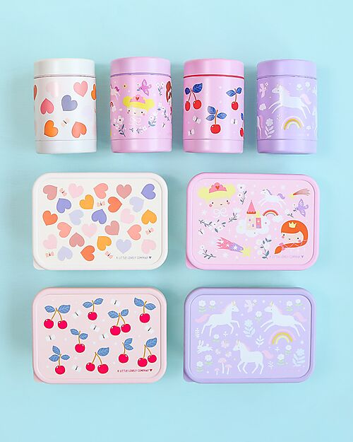 A Little Lovely Company Thermos Porta Cibo in Acciaio Inossidabile - 300 ml - Ciliegie Borracce Termiche