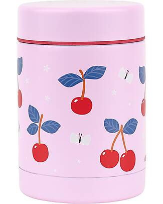 A Little Lovely Company Thermos Porta Cibo in Acciaio Inossidabile - 300 ml - Ciliegie Contenitori Termici