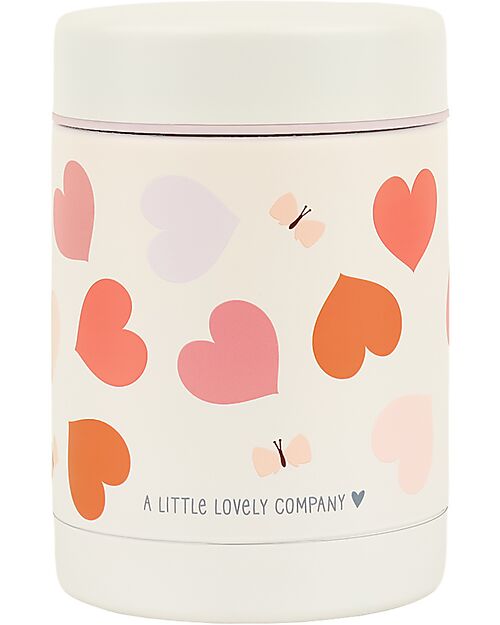 A Little Lovely Company Thermos Porta Cibo in Acciaio Inossidabile - 300 ml - Cuori Borracce Termiche