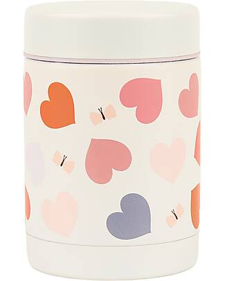 A Little Lovely Company Thermos Porta Cibo in Acciaio Inossidabile - 300 ml - Cuori Borracce Termiche