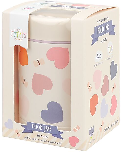 A Little Lovely Company Thermos Porta Cibo in Acciaio Inossidabile - 300 ml - Cuori Contenitori Termici
