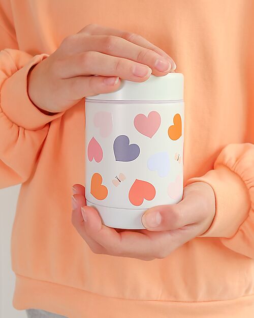 A Little Lovely Company Thermos Porta Cibo in Acciaio Inossidabile - 300 ml - Cuori Contenitori Termici