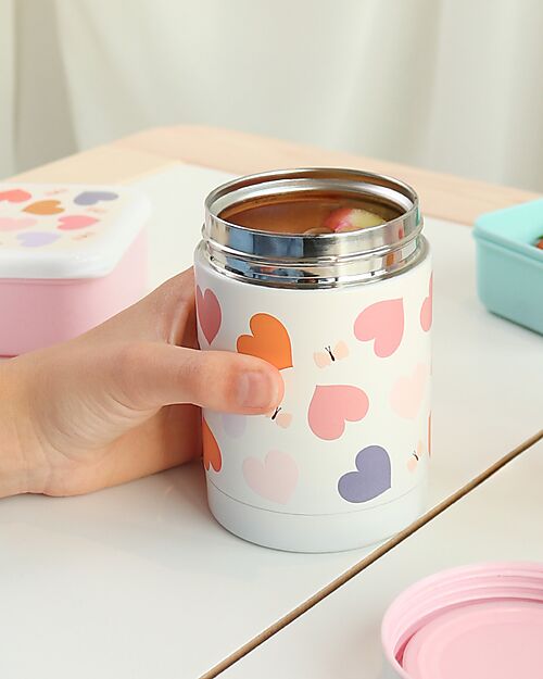 A Little Lovely Company Thermos Porta Cibo in Acciaio Inossidabile - 300 ml - Cuori Contenitori Termici