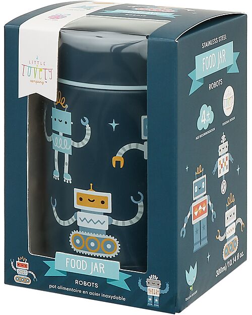 A Little Lovely Company Thermos Porta Cibo in Acciaio Inossidabile - 300 ml - Robot Borracce Termiche