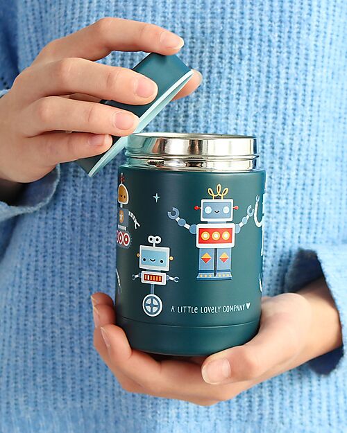 A Little Lovely Company Thermos Porta Cibo in Acciaio Inossidabile - 300 ml - Robot Borracce Termiche