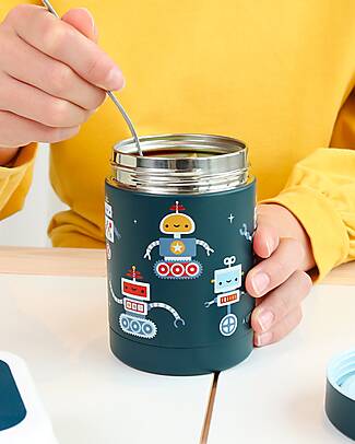 A Little Lovely Company Thermos Porta Cibo in Acciaio Inossidabile - 300 ml - Robot Borracce Termiche