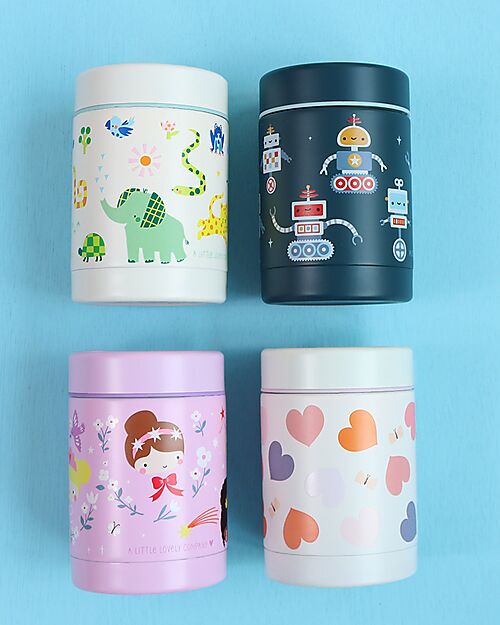 A Little Lovely Company Thermos Porta Cibo in Acciaio Inossidabile - 300 ml - Robot Borracce Termiche
