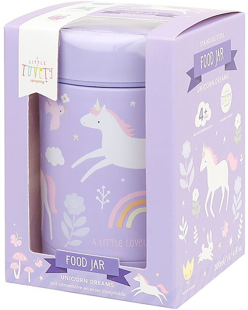 A Little Lovely Company Thermos Porta Cibo in Acciaio Inossidabile - 300 ml - Unicorni Borracce Termiche