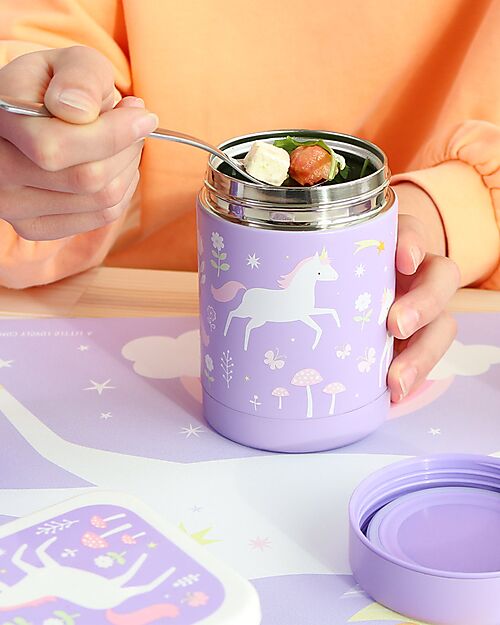 A Little Lovely Company Thermos Porta Cibo in Acciaio Inossidabile - 300 ml - Unicorni Borracce Termiche
