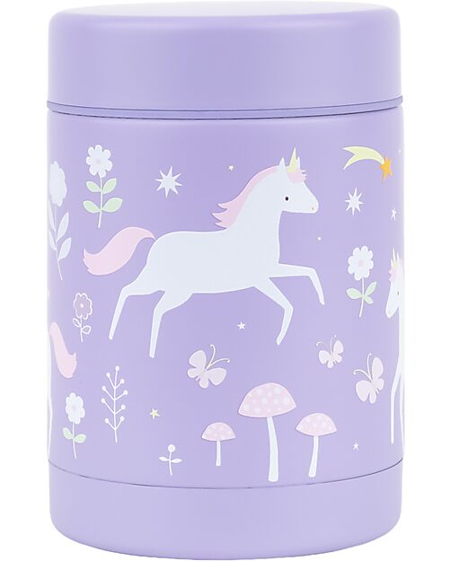 A Little Lovely Company Thermos Porta Cibo in Acciaio Inossidabile - 300 ml - Unicorni Borracce Termiche