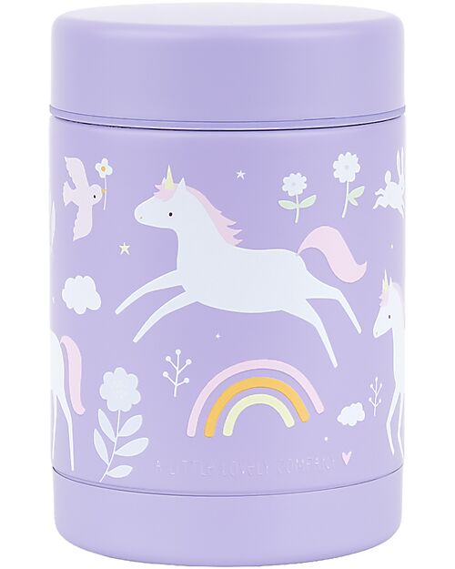 A Little Lovely Company Thermos Porta Cibo in Acciaio Inossidabile - 300 ml - Unicorni Contenitori Termici