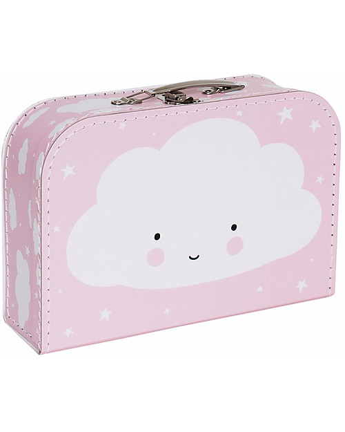 A Little Lovely Company Valigia Nuvoletta, Rosa - 100% Cartone Riciclato Borse da Viaggio