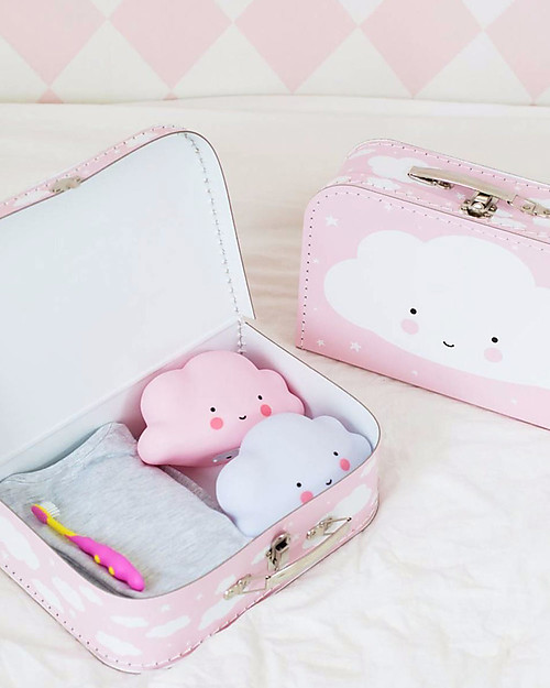A Little Lovely Company Valigia Nuvoletta, Rosa - 100% Cartone Riciclato Borse da Viaggio