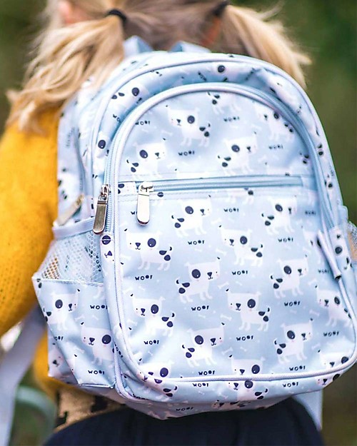 A Little Lovely Company Zainetto Grande, Cagnolini,  25 x 32 x 16 cm - Celeste Zaini Asilo