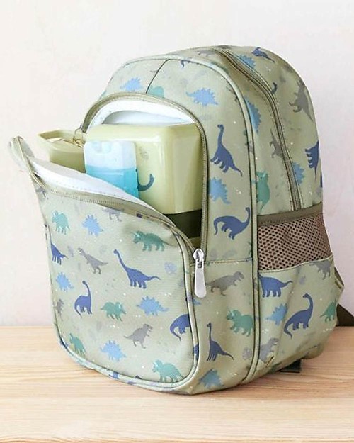 A Little Lovely Company Zainetto Grande con Tasca Termica - Dinosauri - 27x32x19 cm - Mantiene cibi e bevande freschi! Zaini Asilo