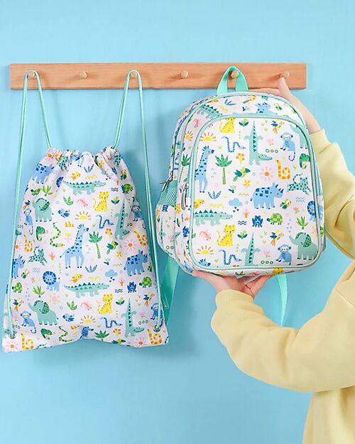 A Little Lovely Company Zainetto Grande con Tasca Termica - Giungla - 27x32x19 cm - Mantiene cibi e bevande freschi! Zaini Scuola
