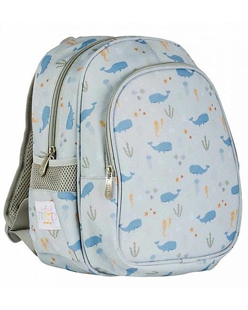 A Little Lovely Company Zainetto Grande con Tasca Termica - Oceano - 27x32x19 cm - Mantiene cibi e bevande freschi! Zaini Asilo