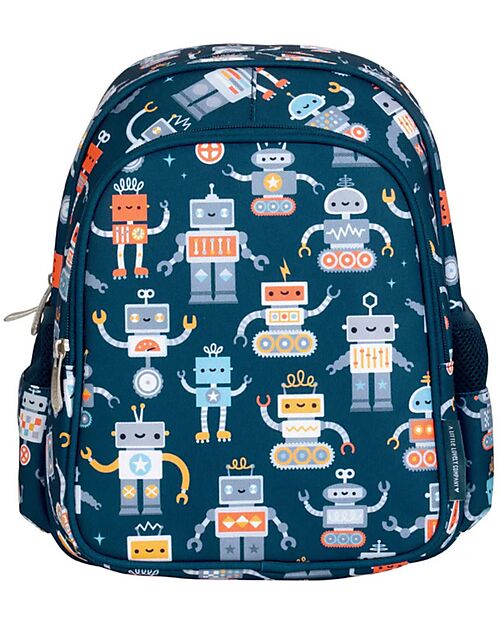 A Little Lovely Company Zainetto Grande con Tasca Termica - Robot - 27x32x19 cm - Mantiene cibi e bevande freschi! Zaini Asilo