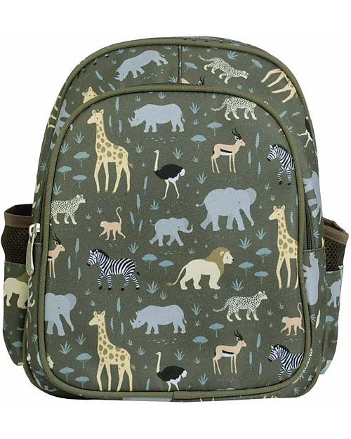 A Little Lovely Company Zainetto Grande con Tasca Termica - Savana - 27x32x19 cm - Mantiene cibi e bevande freschi! Zaini Asilo