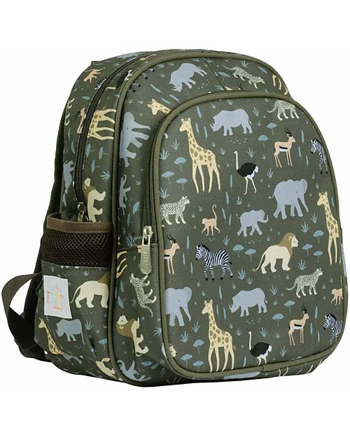 A Little Lovely Company Zainetto Grande con Tasca Termica - Savana - 27x32x19 cm - Mantiene cibi e bevande freschi! Zaini Asilo