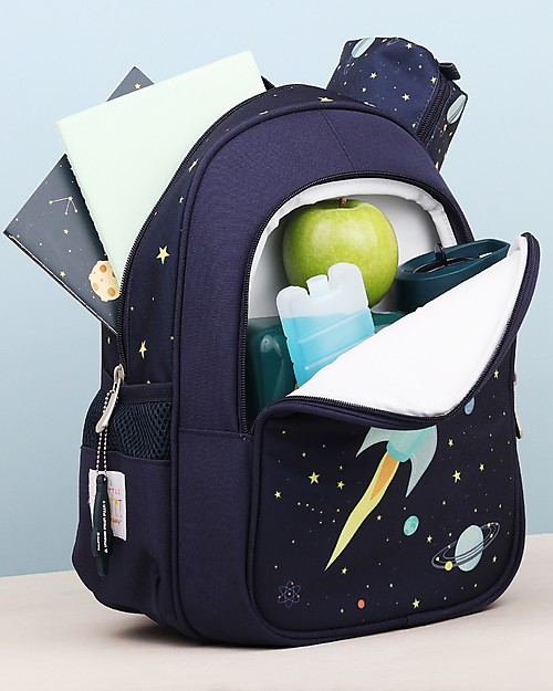 A Little Lovely Company Zainetto Grande con Tasca Termica - Spazio - 27x32x19 cm Zaini Asilo