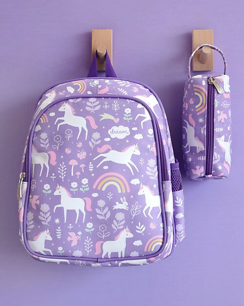 A Little Lovely Company Zainetto Grande con Tasca Termica - Unicorn Dreams - 27x32x19 cm - Mantiene cibi e bevande freschi! Zaini Asilo