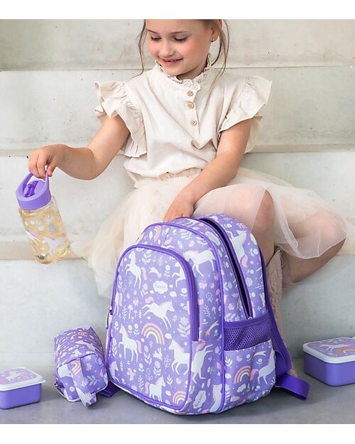 A Little Lovely Company Zainetto Grande con Tasca Termica - Unicorn Dreams - 27x32x19 cm - Mantiene cibi e bevande freschi! Zaini Asilo