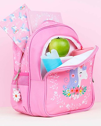 A Little Lovely Company Zainetto Grande con Tasca Termica - Unicorno - 27x32x19 cm - Mantiene cibi e bevande freschi! Zaini
