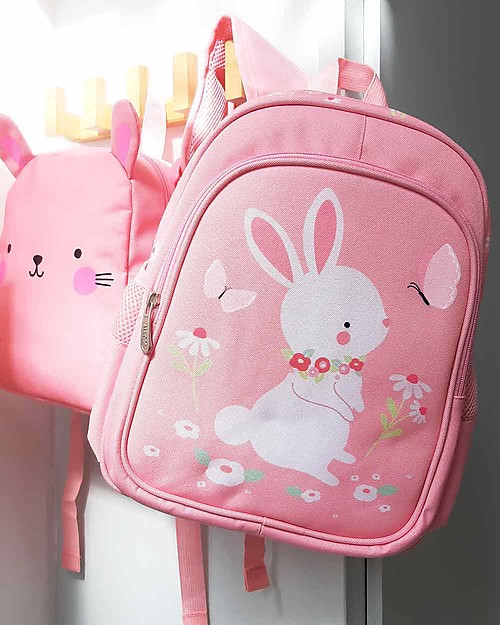 A Little Lovely Company Zainetto Grande, Coniglietto, 27 x 32 x 15 cm - Rosa Zaini Asilo