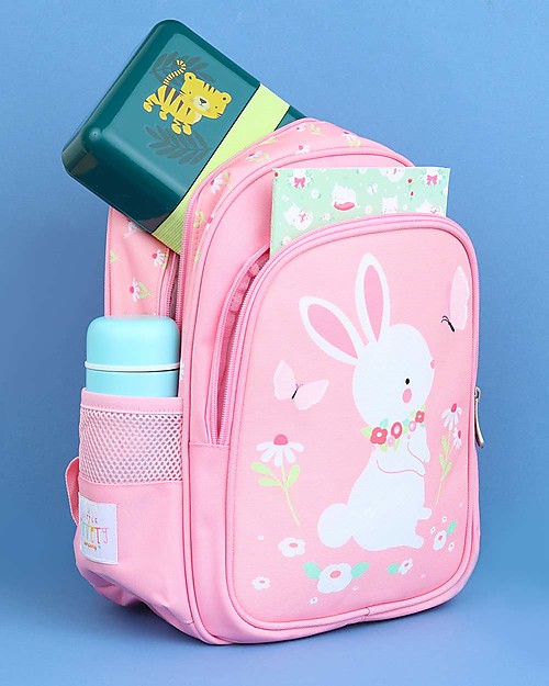 A Little Lovely Company Zainetto Grande, Coniglietto, 27 x 32 x 15 cm - Rosa Zaini Asilo