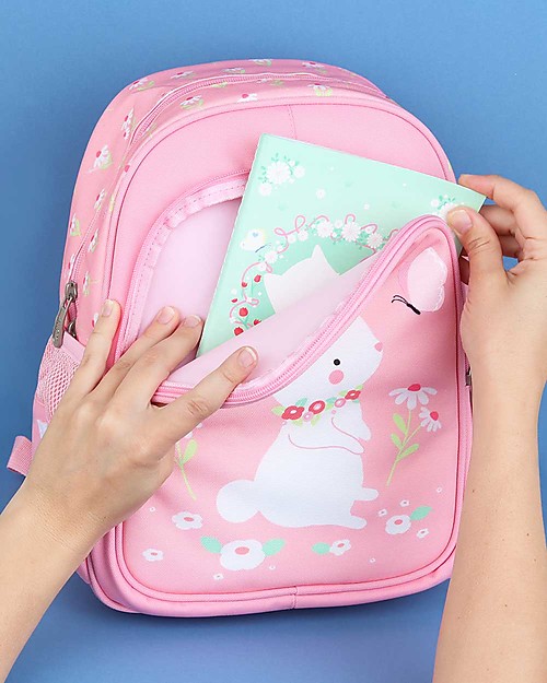 A Little Lovely Company Zainetto Grande, Coniglietto, 27 x 32 x 15 cm - Rosa Zaini Asilo