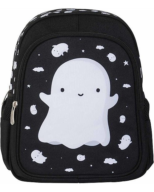 A Little Lovely Company Zainetto Grande, Fantasma, 27 x 32 x 15 cm - Nero Zaini Asilo