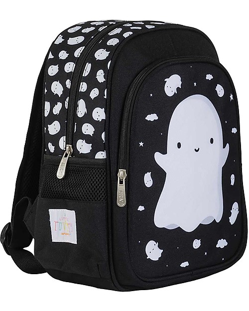 A Little Lovely Company Zainetto Grande, Fantasma, 27 x 32 x 15 cm - Nero Zaini Asilo