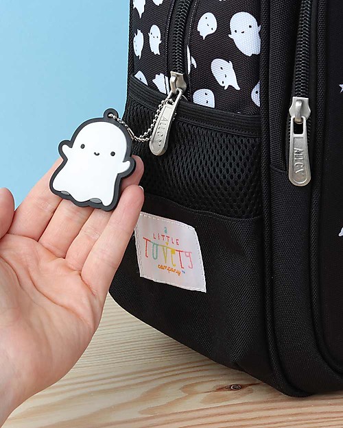 A Little Lovely Company Zainetto Grande, Fantasma, 27 x 32 x 15 cm - Nero Zaini Asilo