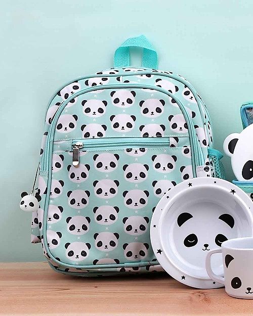 A Little Lovely Company Zainetto Grande, Panda, 25 x 32 x 16 cm - Acqua Zaini Asilo