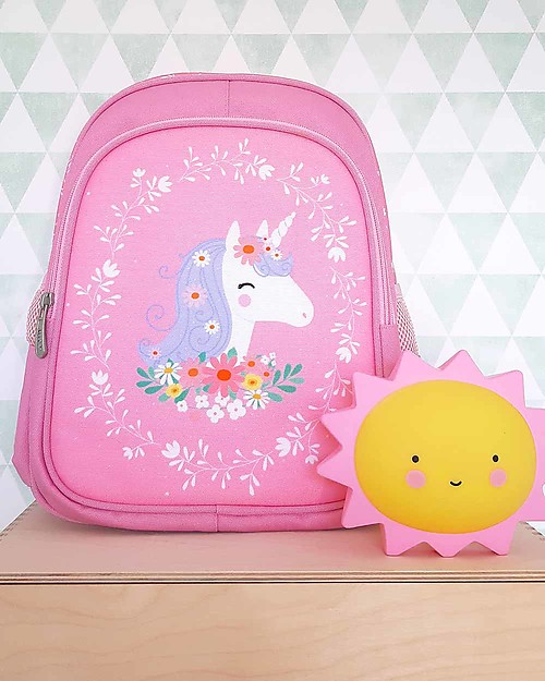 A Little Lovely Company Zainetto Grande, Unicorno, 27 x 32 x 15 cm - Rosa Zaini Asilo