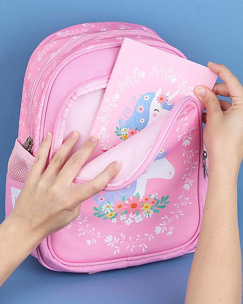 A Little Lovely Company Zainetto Grande, Unicorno, 27 x 32 x 15 cm - Rosa Zaini Asilo