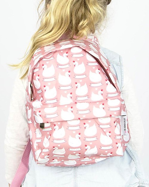 A Little Lovely Company Zainetto Piccolo, Cigni, 30 x 20 x 10 cm - Rosa Zaini Scuola