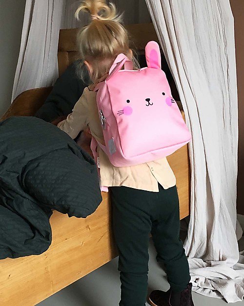 A Little Lovely Company Zainetto Piccolo, Coniglietto, 21 x 26 x 10 cm -  Rosa Zaini Asilo