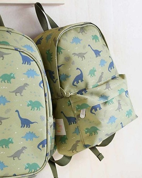 A Little Lovely Company Zainetto Piccolo Dinosauri - 22x30x10 cm - Verde Zaini Asilo