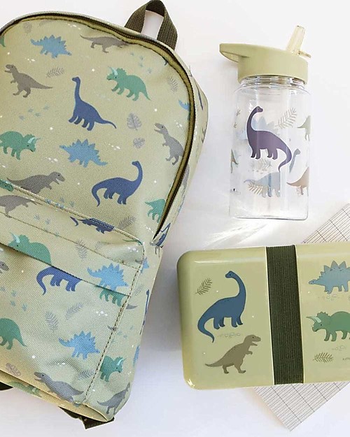 A Little Lovely Company Zainetto Piccolo Dinosauri - 22x30x10 cm - Verde Zaini Asilo
