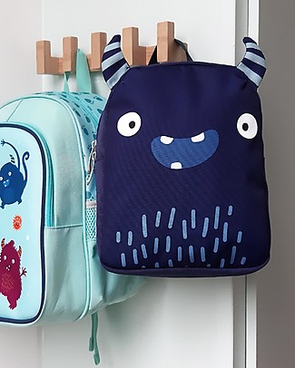 A Little Lovely Company Zainetto Piccolo Mostriciattolo 21 x 26 x 10 cm - Blu Zaini